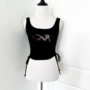 Named Collective Black Tank Top with Rhinestone Design - Small